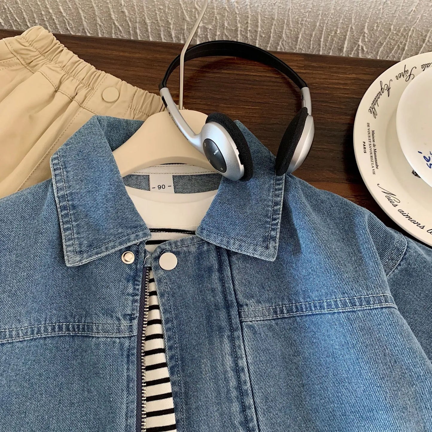 Kids Korean-Style Denim Jacket – Lightweight Spring & Fall Zip Jacket (Ages 2–7)