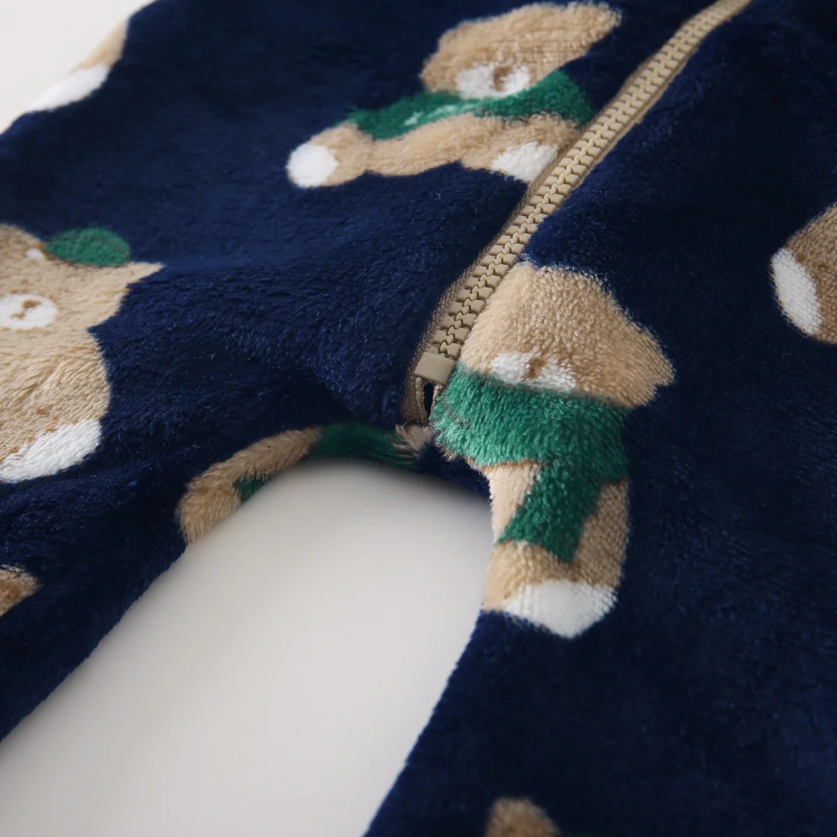 Cozy Teddy Bear Print Fleece Romper for Babies & Toddlers