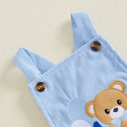Citgeett Summer Infant Baby Boys Birthday Outfit Cute Bear Cake Embroidery Bodysuit Overalls Clothes