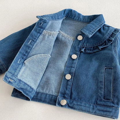 Baby Girls Ruffle Denim Jacket – Sweet Princess Style (1–6 Years)
