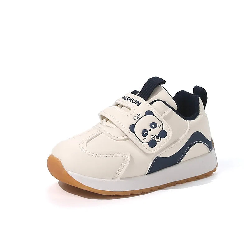 Panda Patch Velcro Toddler Sneakers with Colorblock Accents