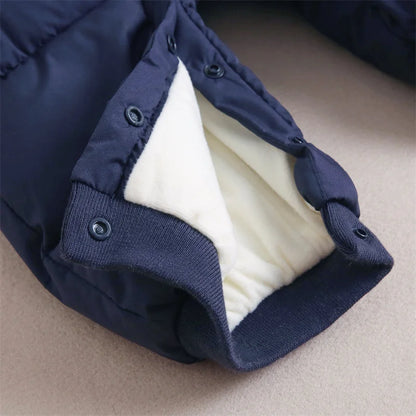 Colorblock Bear-Ear Hooded Padded Baby Snowsuit