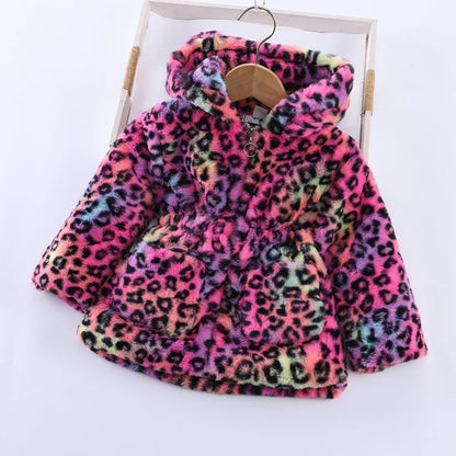 Baby Girls Sherpa Hooded Winter Coat with Pockets – Soft Plush Zip-Up Jacket