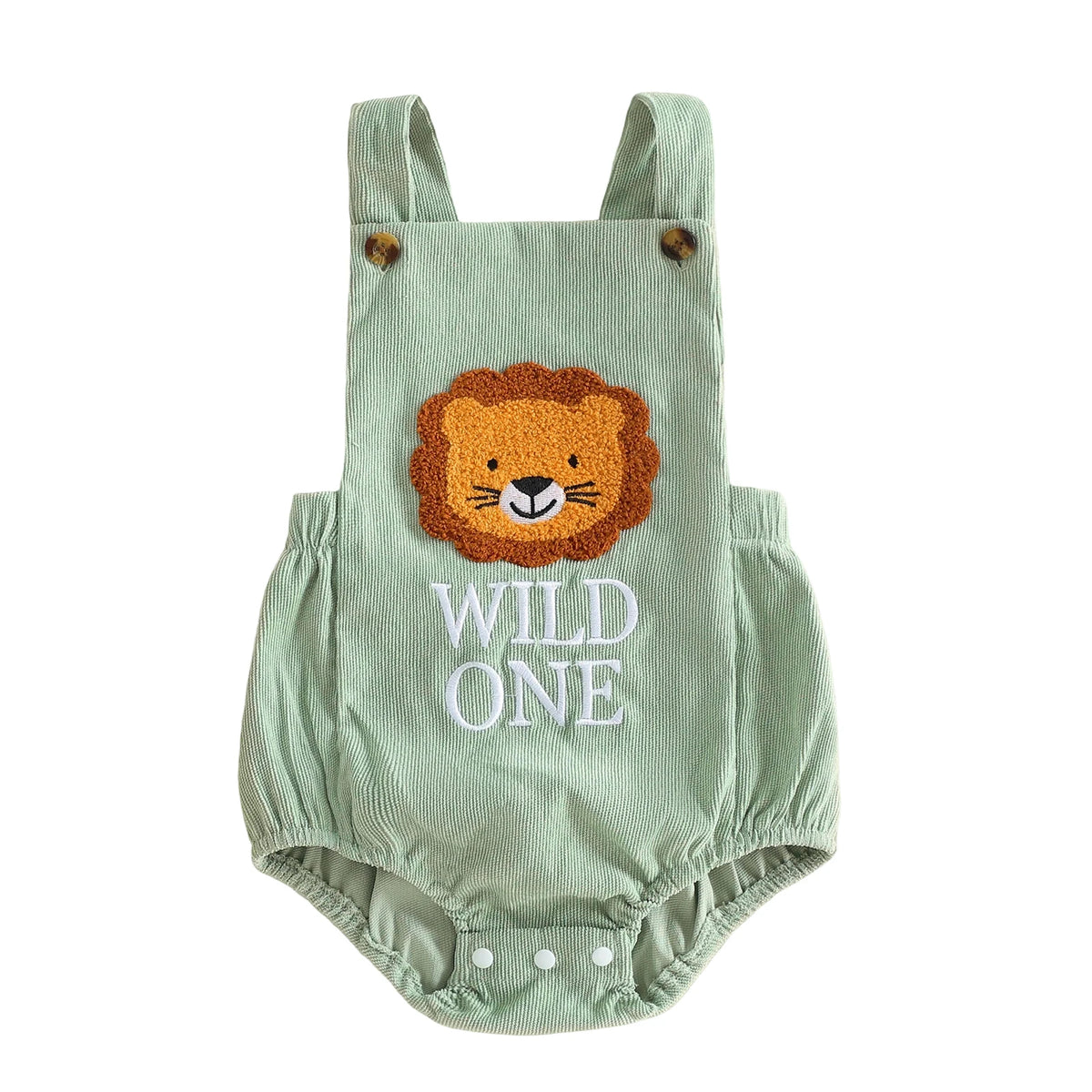 Wild One First Birthday Corduroy Overall Romper