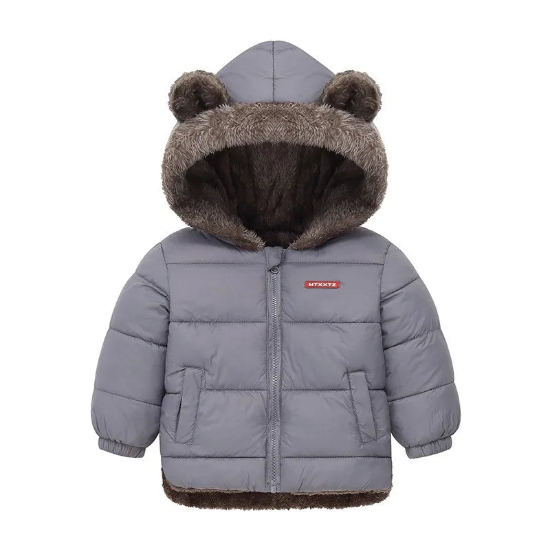 Bear-Ear Plush-Lined Kids’ Puffer Jacket