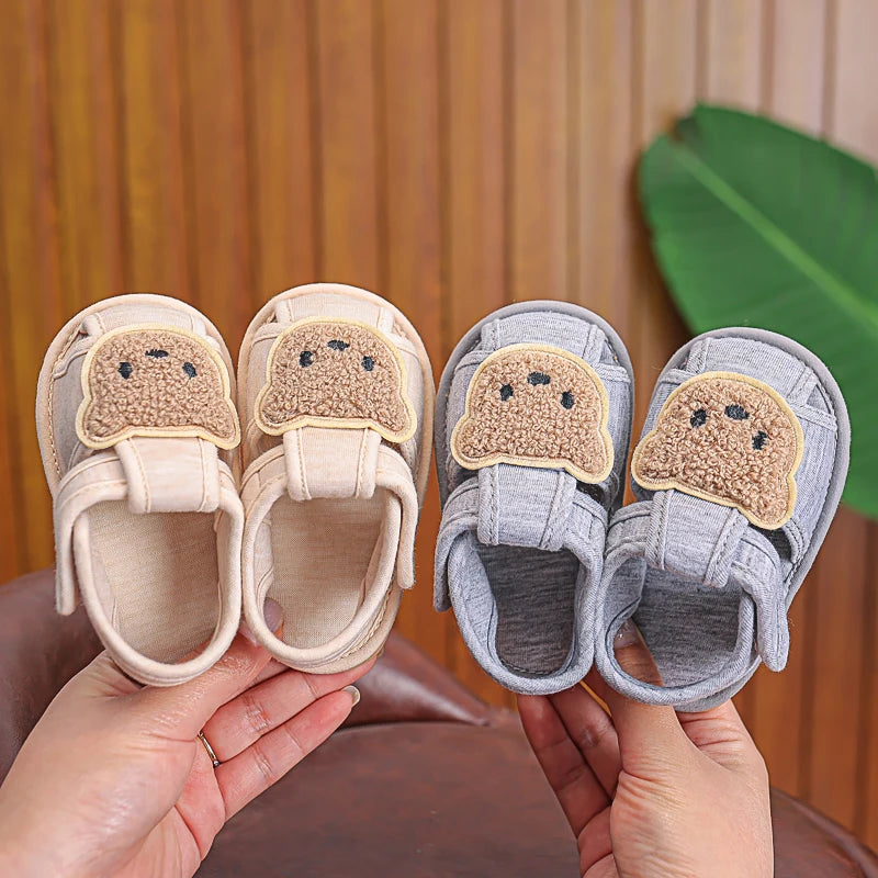 Textured Teddy Bear Open-Toe Baby Sandals