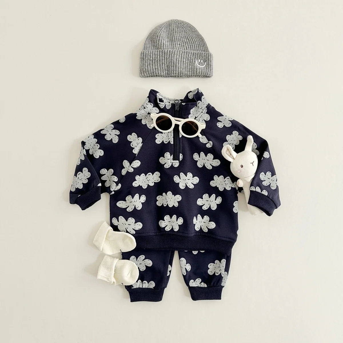 Doodle Leaf Half-Zip Sweatshirt & Jogger Set