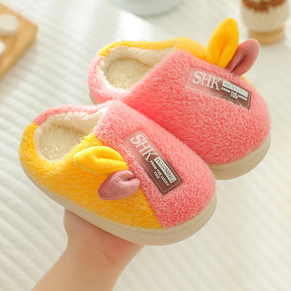 Plush Bunny Ear Kids Slippers – Warm Non-Slip Indoor Shoes for Toddlers & Kids