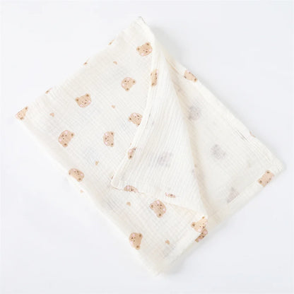 Vintage Floral & Fruit Print Cotton Muslin Baby Blanket