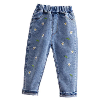 Embroidered Daisy & Bunny Girls’ Denim Jeans
