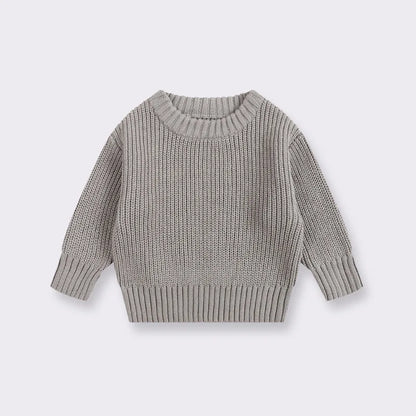 Chunky Ribbed Crewneck Cotton Sweater for Babies & Kids