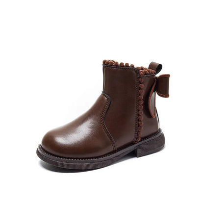 Bow-Detail Zip Ankle Boots for Kids