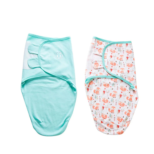 2-Piece Cotton Baby Swaddle Set with Animal & Nature Prints