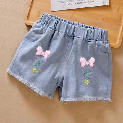 Playful Detail Denim Shorts for Girls