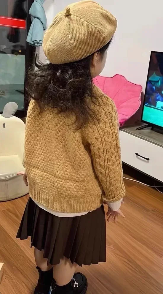 Classic Cable-Knit Cardigan – Cozy Button-Front Sweater for Kids
