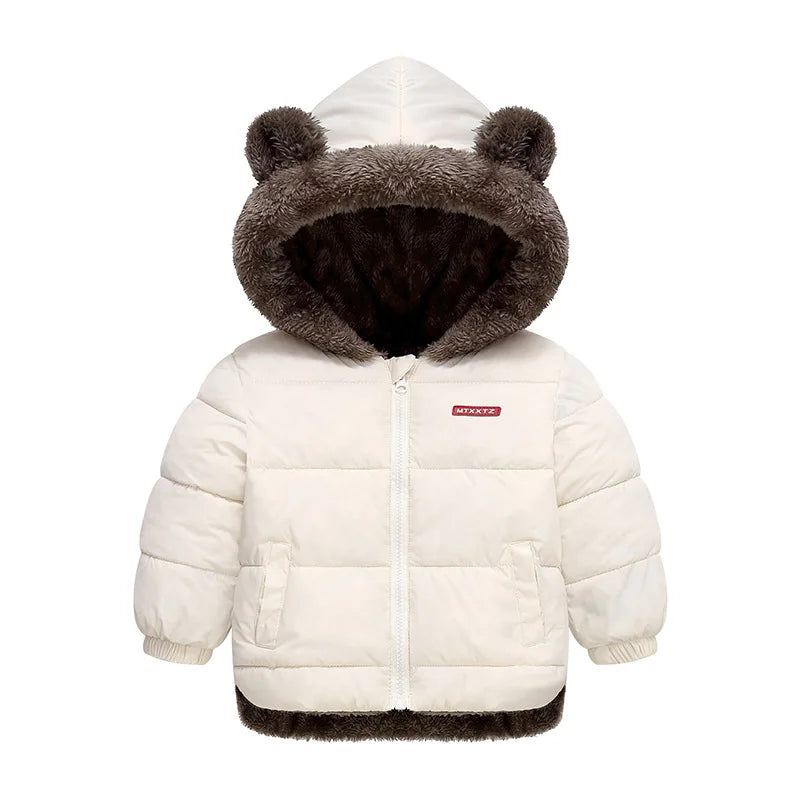 Bear-Ear Plush-Lined Kids’ Puffer Jacket