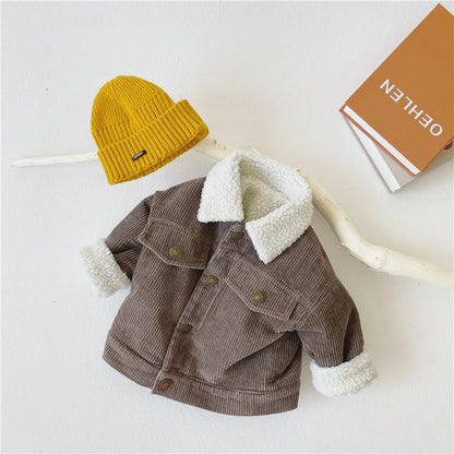 Sherpa Collar Corduroy Button Jacket for Boys