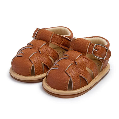 Woven Leather Fisherman Sandals with Buckle for Babies