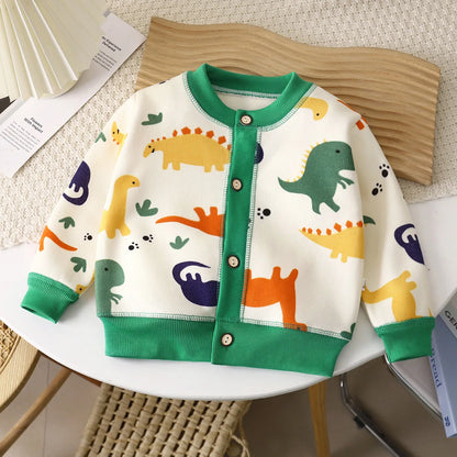 Colorful Print Button Cardigan for Girls