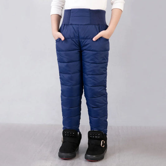Kids High-Waist Winter Puffer Pants – Warm Waterproof Snow & Ski Trousers (Unisex)