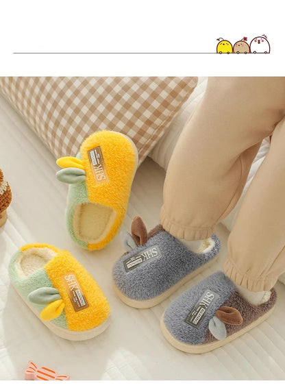 Plush Bunny Ear Kids Slippers – Warm Non-Slip Indoor Shoes for Toddlers & Kids