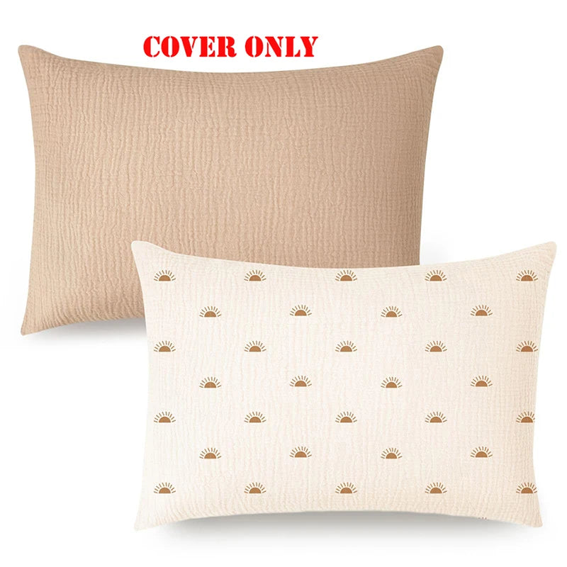 Forest Deer & Botanical Print Muslin Pillowcase for Kids