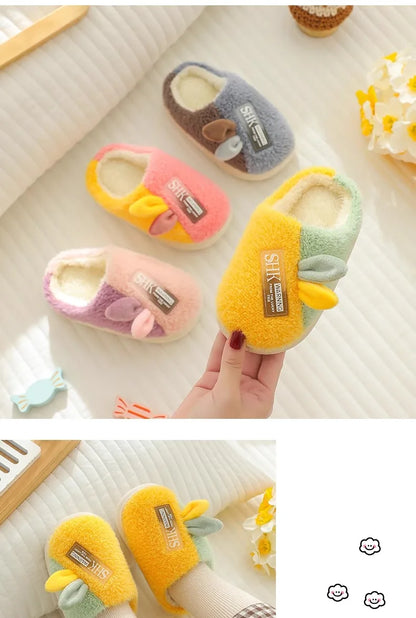 Plush Bunny Ear Kids Slippers – Warm Non-Slip Indoor Shoes for Toddlers & Kids