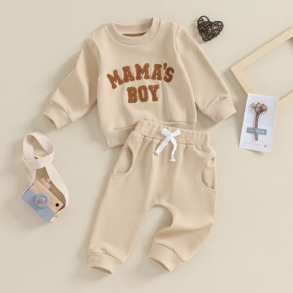 “Mama’s Boy” Baby Sweatshirt & Jogger Set – Cozy Two-Piece Outfit (0–3 Years)