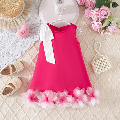 Flower-Shoulder A-Line Party Dress for Girls