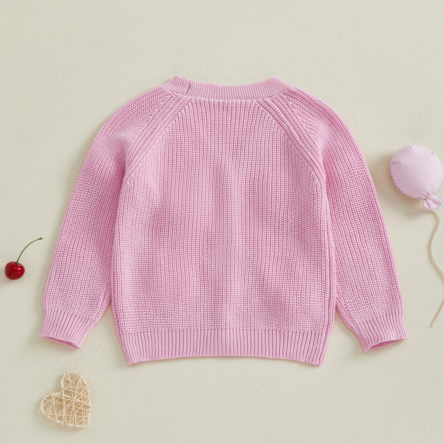 Cherry Knit Button-Up Cardigan for Toddlers and Kids – Soft V-Neck Sweater