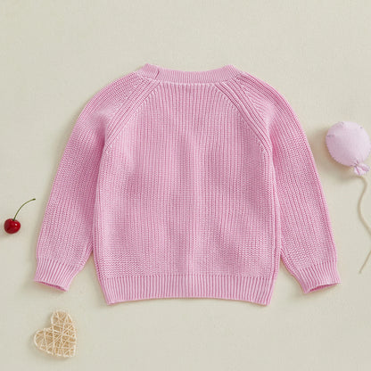 Cherry Knit Button-Up Cardigan for Toddlers and Kids – Soft V-Neck Sweater