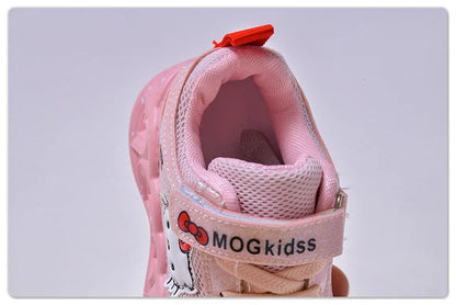 Girls' Heart LED Light-Up Sneakers with Cartoon Graphic | Breathable Low-Top Kids Shoes