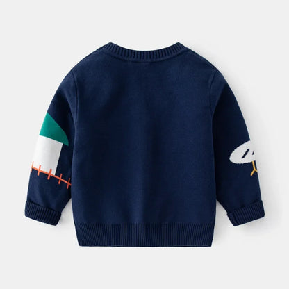 Unisex Kids Cotton Knit Cardigan Sweater (2–8 Years) – Button-Front V-Neck, Playful Prints