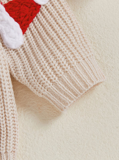 Baby Christmas Knit Sweater – Santa Hat & Tree Embroidery Crewneck (0–18 Months)