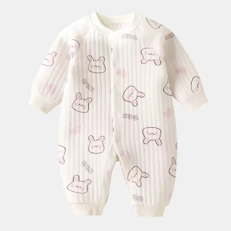 Animal Appliqué Ribbed Cotton Romper for Babies