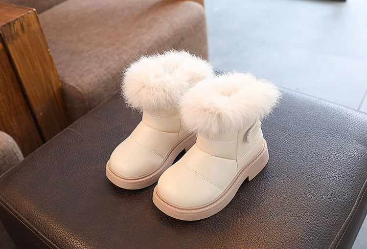 Girls' Faux Fur Trim Snow Boots – Warm Winter Ankle Boots for Toddlers & Little Girls