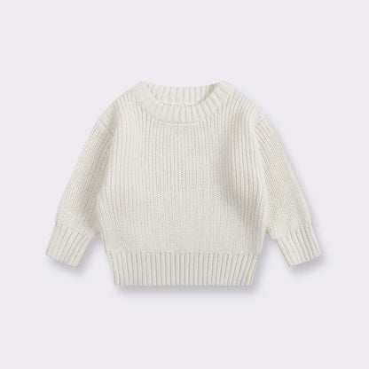 Chunky Ribbed Crewneck Cotton Sweater for Babies & Kids