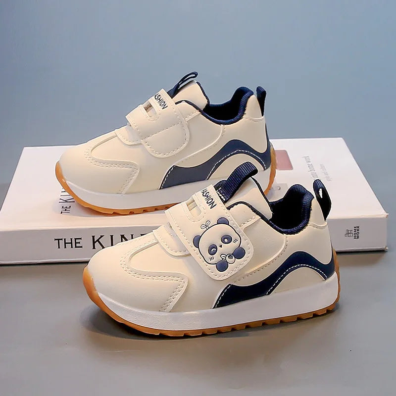 Panda Patch Velcro Toddler Sneakers with Colorblock Accents