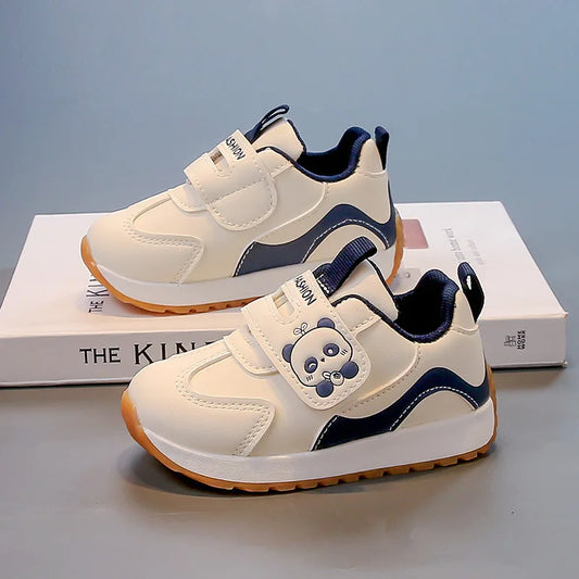 Panda Patch Velcro Toddler Sneakers with Colorblock Accents