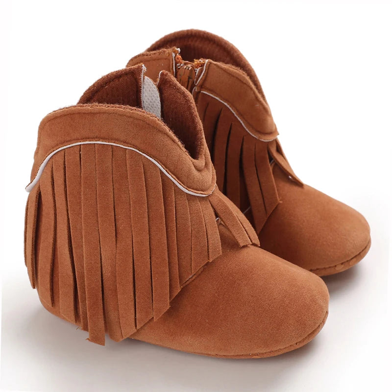 Western Floral Embroidered Baby Cowboy Boots with Soft Cotton Soles