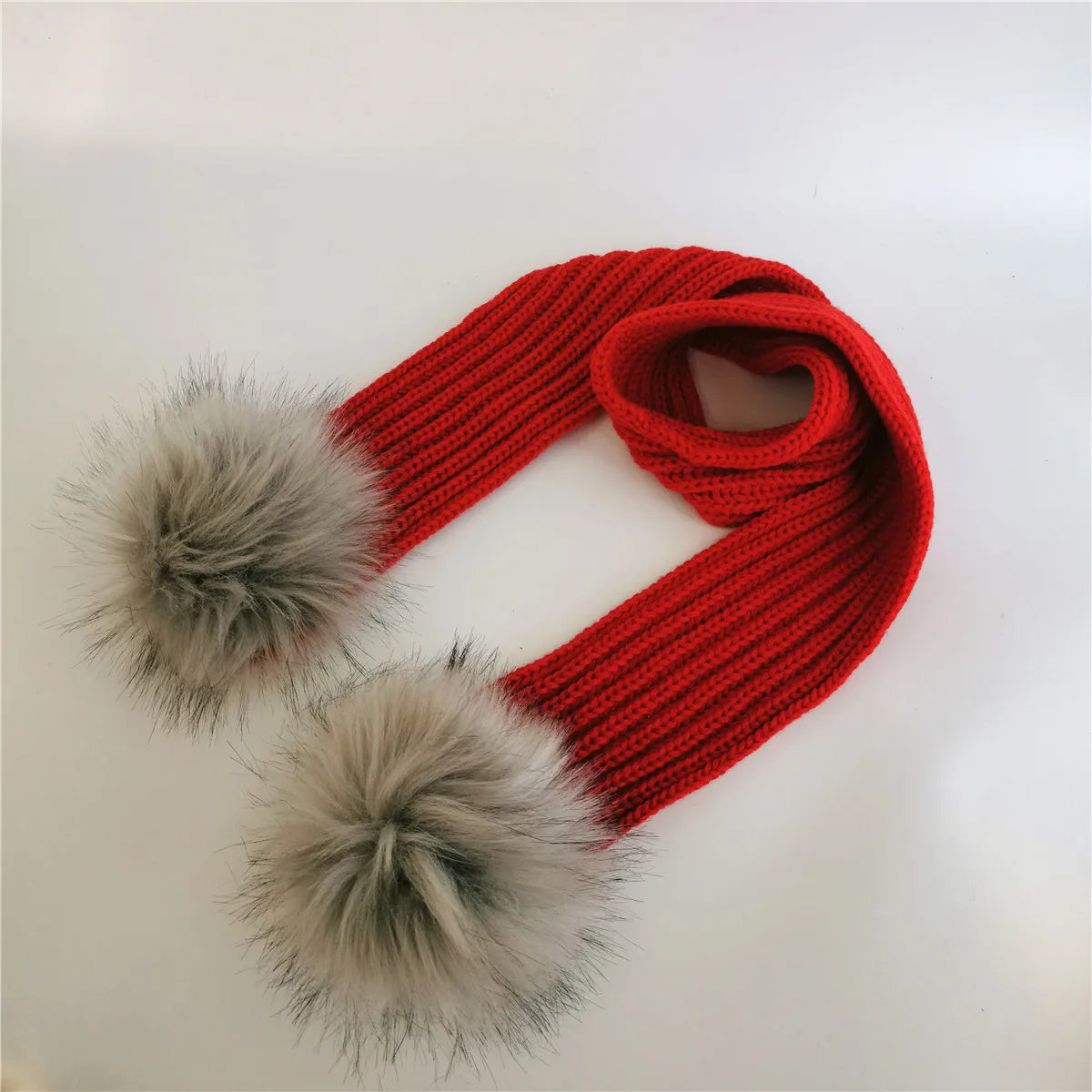 Double Pom Knit Beanie & Scarf Set with Bow