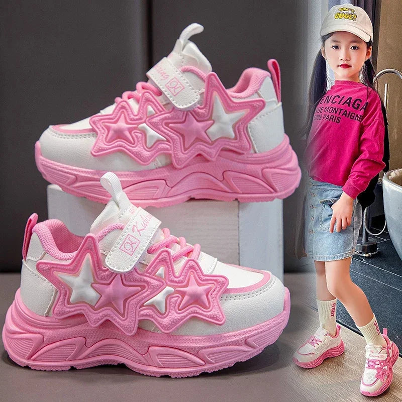 Layered Star Chunky Hook-and-Loop Sneakers for Kids