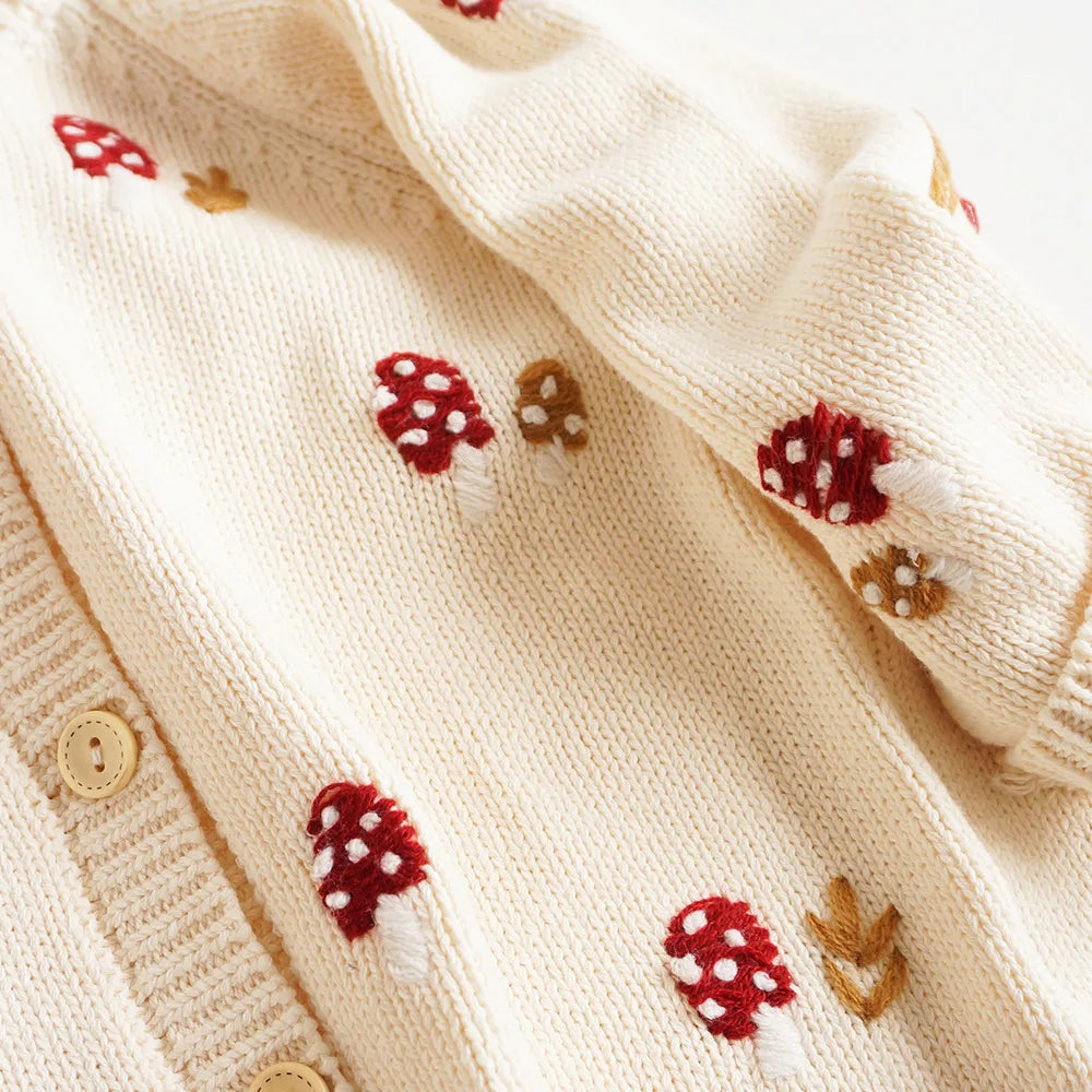 Baby & Toddler Girls Cotton Knit Cardigan (2–6 Years) – Button-Front Sweater with Duck Embroidery