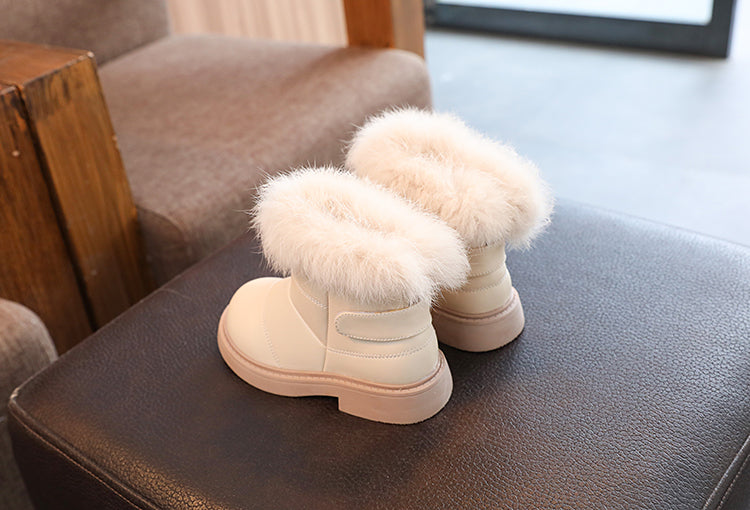 Girls' Faux Fur Trim Snow Boots – Warm Winter Ankle Boots for Toddlers & Little Girls