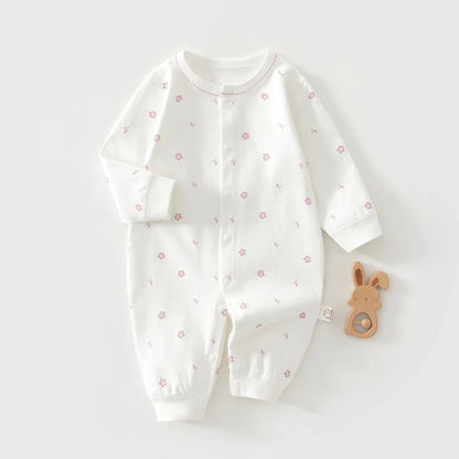 Delicate Floral Wrap-Front Cotton Romper for Babies