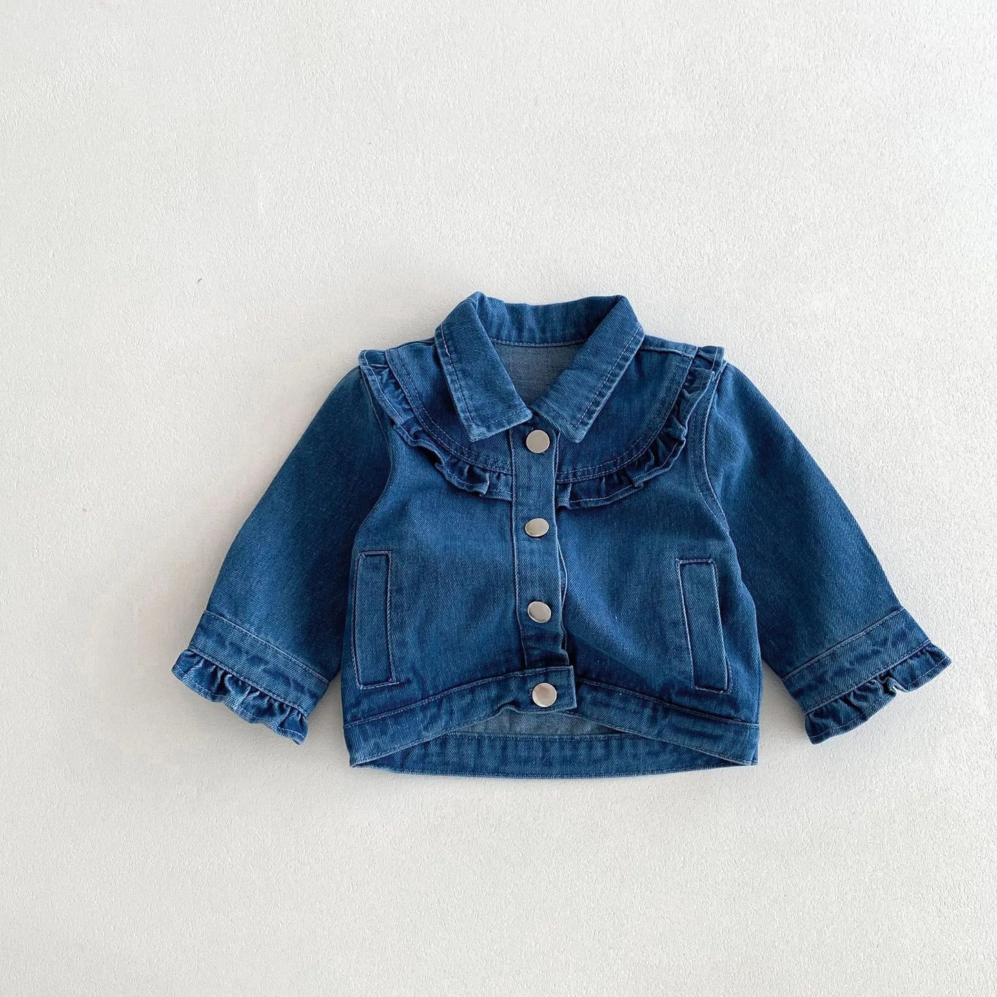 Baby Girls Ruffle Denim Jacket – Sweet Princess Style (1–6 Years)