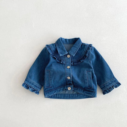 Baby Girls Ruffle Denim Jacket – Sweet Princess Style (1–6 Years)