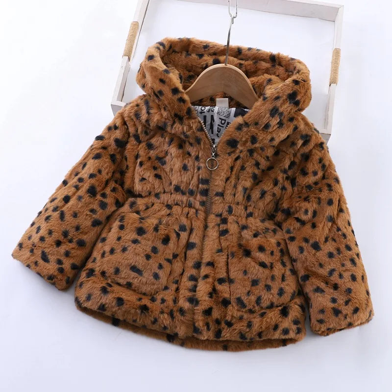 Baby Girls Sherpa Hooded Winter Coat with Pockets – Soft Plush Zip-Up Jacket