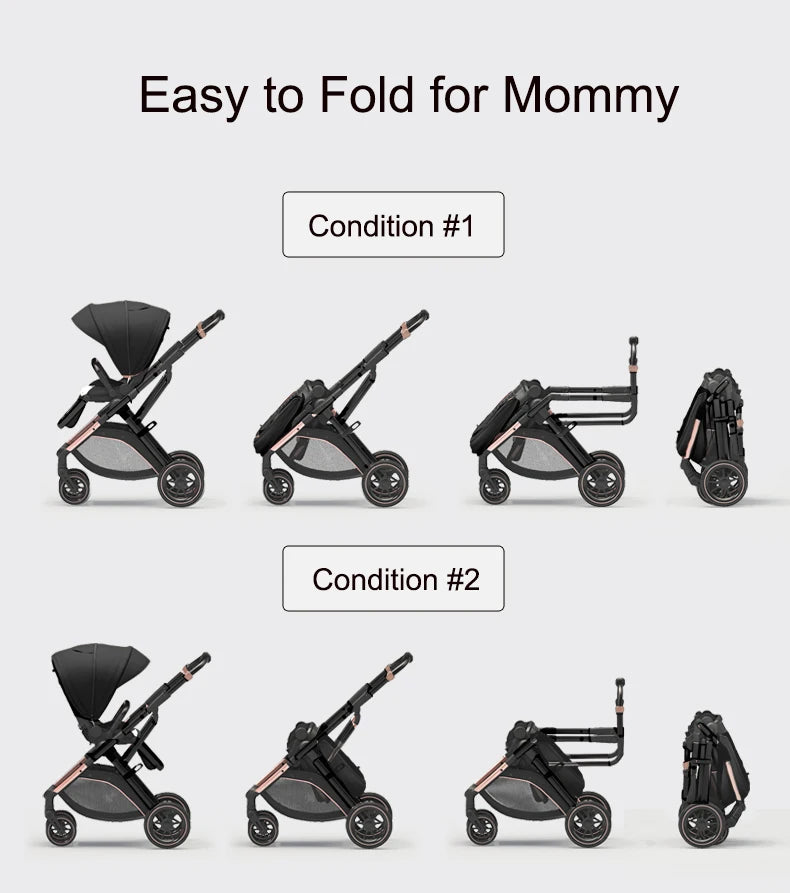 High Landscape Convertible Stroller with Reversible Seat – All-Terrain Wheels & 3-Position Recline