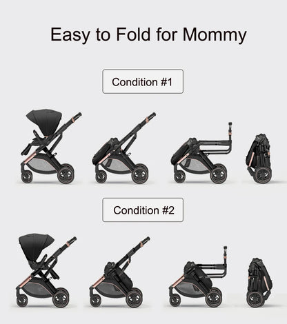 High Landscape Convertible Stroller with Reversible Seat – All-Terrain Wheels & 3-Position Recline